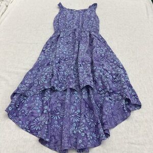 Batik Bali, Floral Purple and blue 100% rayon kids sleeveless Med Dress (mlb)
